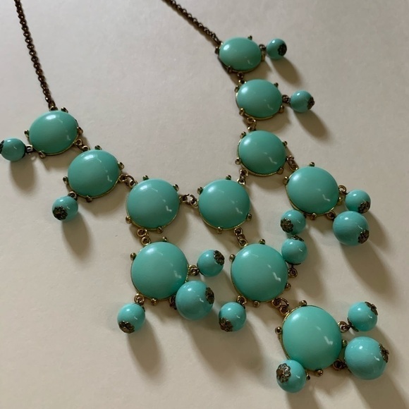Aqua Bauble Necklace | Statement Jewelry | Tarnished Chain - Picture 1 of 4
